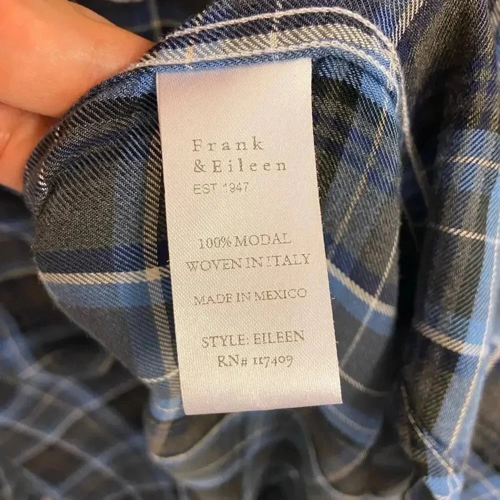 Frank & Eileen Long Sleeve Blouse Blue & Gray Plaid Size Extra Small - Picture 4 of 4